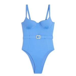 NWT We Wore What Onia Danielle One Piece Belted Swimsuit Periwinkle Blue Jean S
